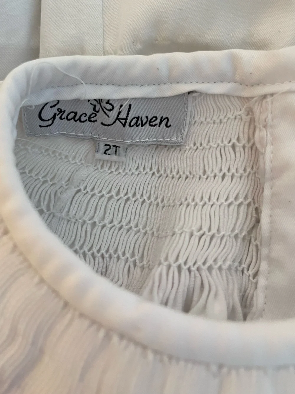 GRACE HAVEN VGUC Hand Smocked Colorful Floral Flutter Sleeve Swing Top Blouse